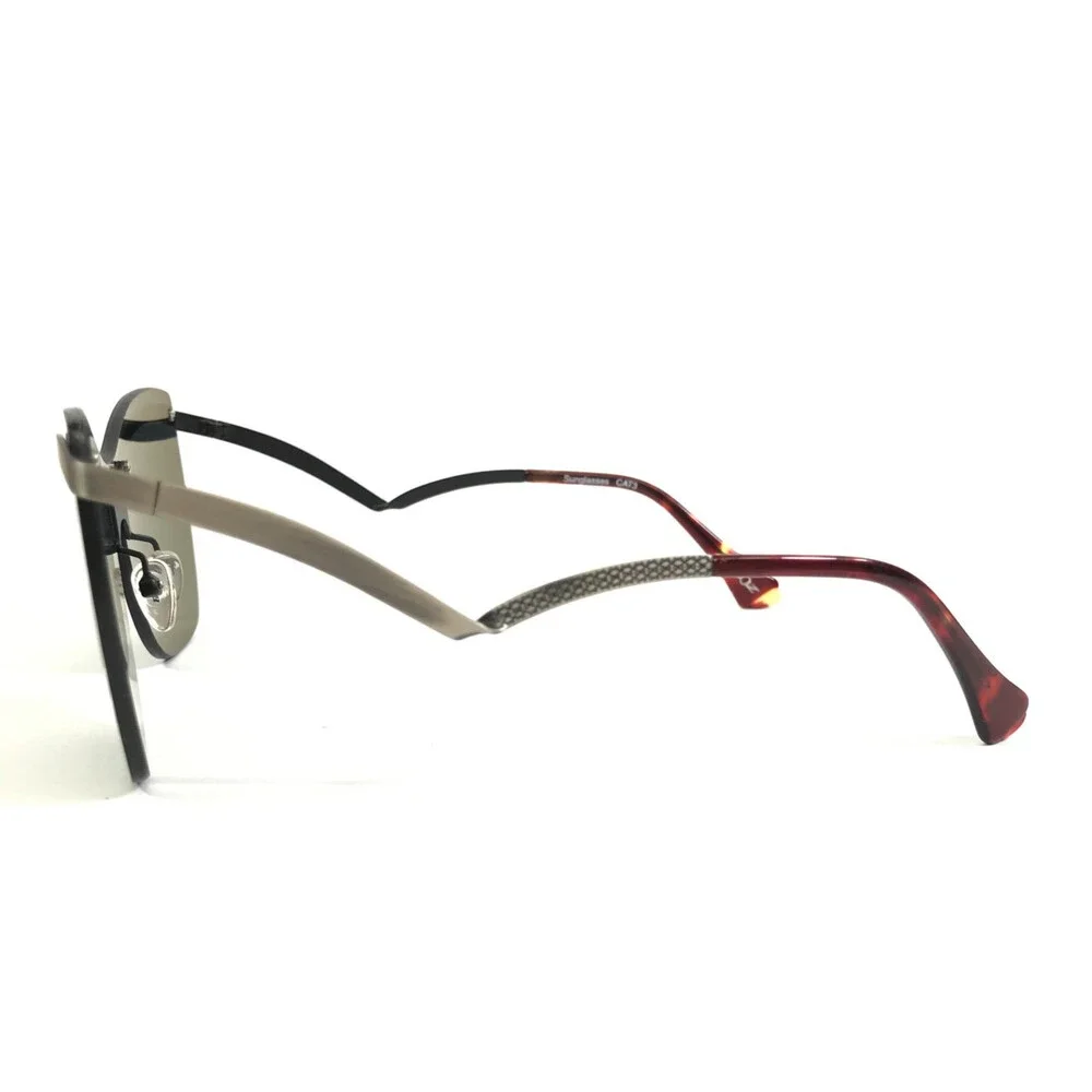 BOZ Sunglasses DIANA 7013 Brushed Silver Frames w/ Dark Purple Mask Shield Lens